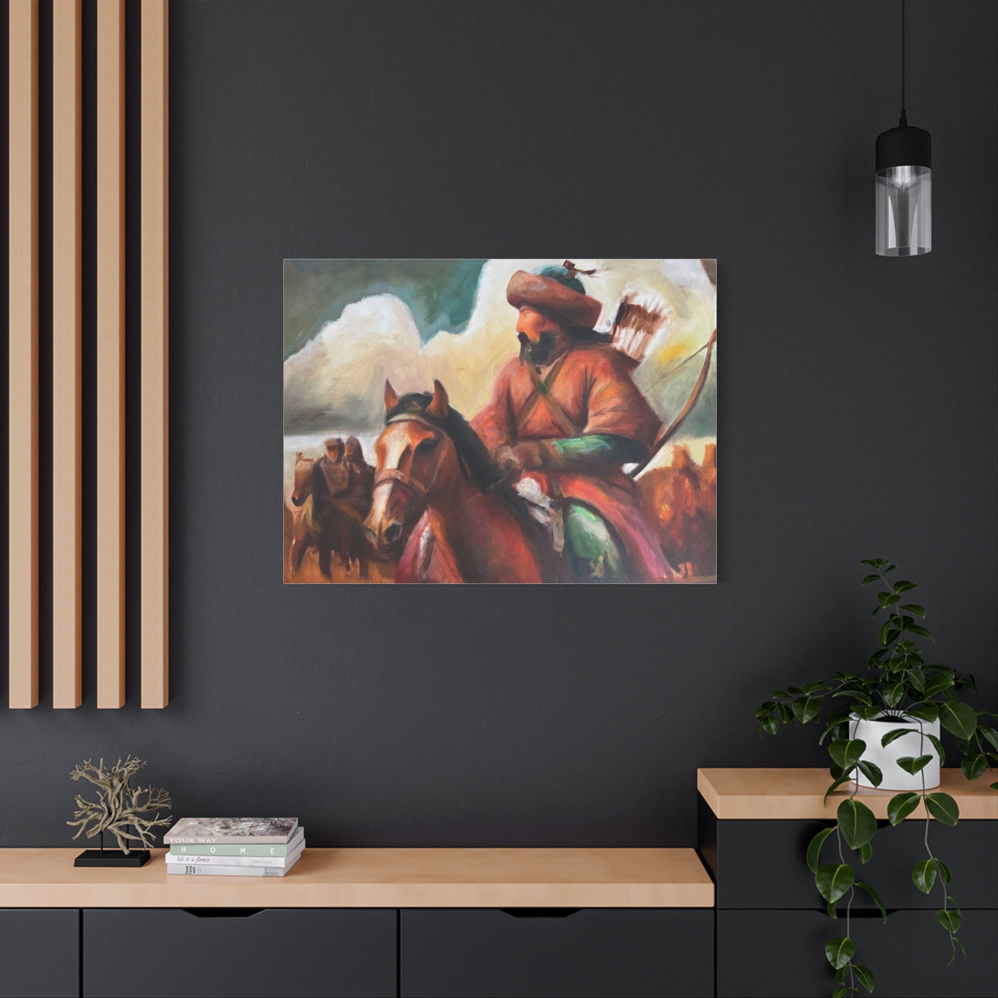 Mounted Archer Canvas Print — Historical Nomad Horseman Wall Art, Matte Stretched 1.25"