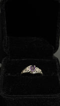 Vintage Style Purple Sapphire Engagement Ring - .35ct Sterling Silver Size 5